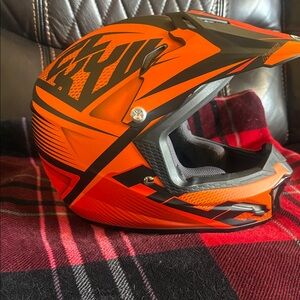 Orange and Black HJC Motocross Helmet